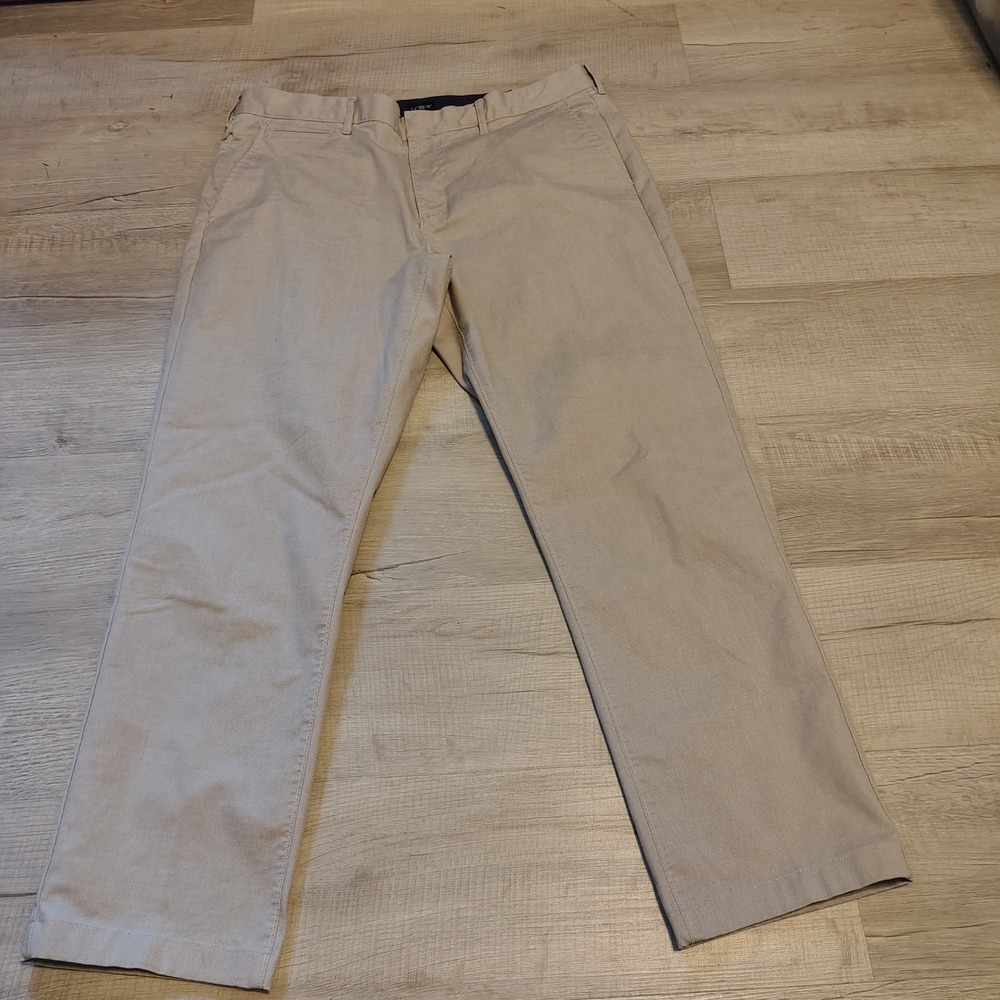 J.Crew 770 Straight Oxford Tech Pant Mens 38x32 Khaki Tan Stretch Chino 38x29